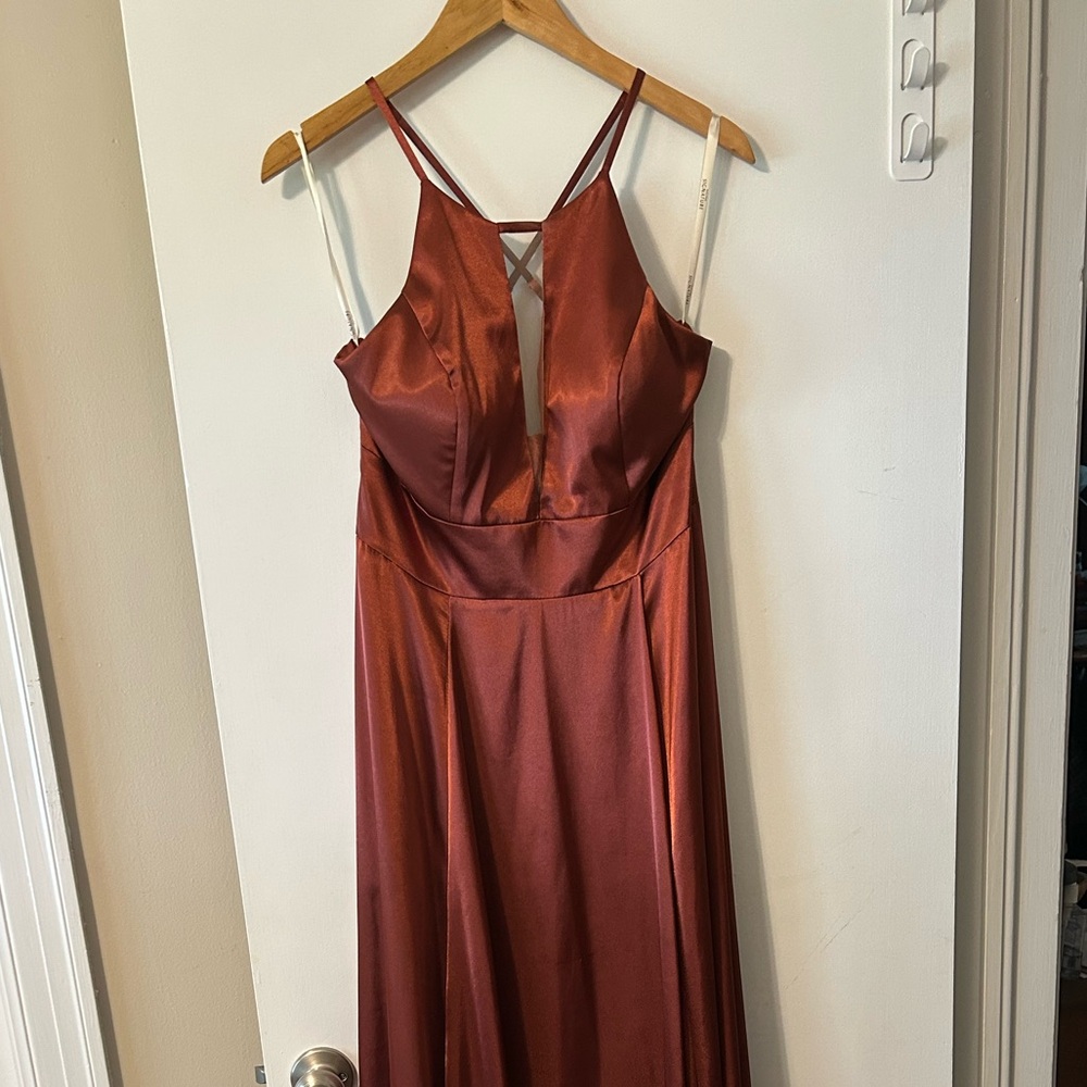 David’s Bridal Cinnamon Bridesmaid Dress